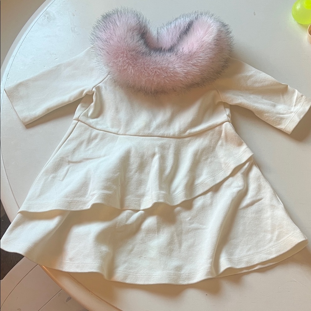 Janie and Jack Dress with Pink Fur Collar